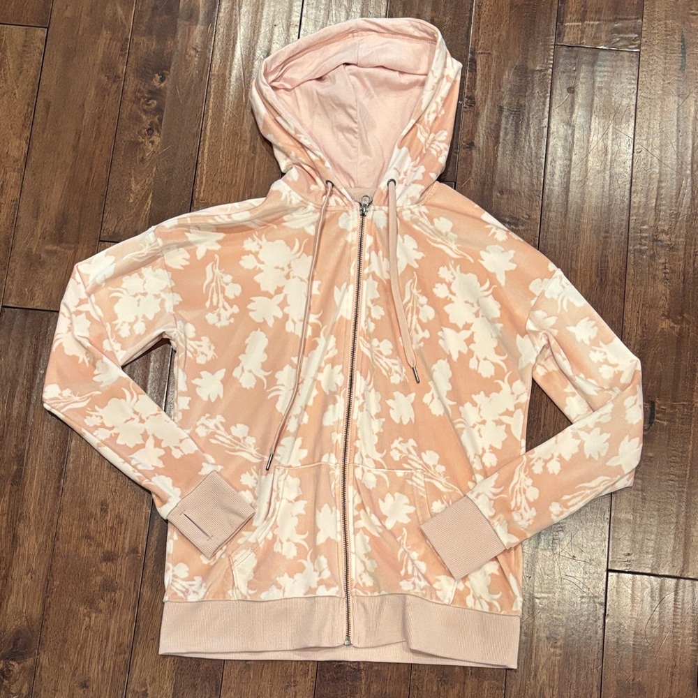 LuLaRoe Peach Floral Women's Hooded velour jacket